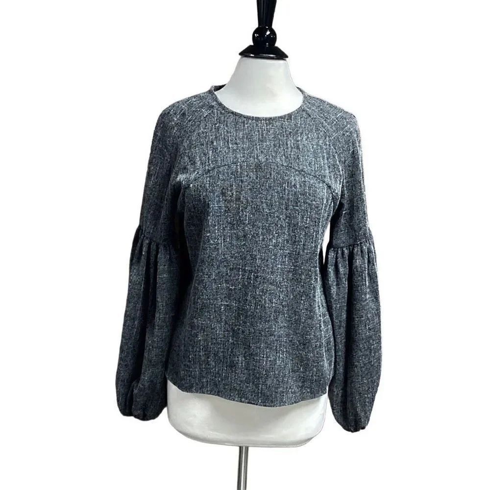 Shein Black Balloon Sleeve Top Size Large